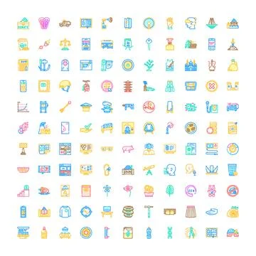 Diverse collection of gradient line design icons Stock Illustration