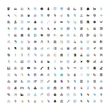 Diverse collection of gradient line icons for applications Stockillustratie