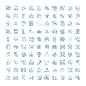 Diverse collection of hand drawn blue icons Illustrazione stock