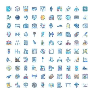 Diverse collection of hand drawn colored icon set Stock Illustration