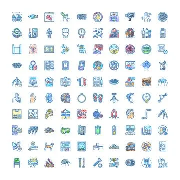 Diverse collection of hand drawn colored icons Ilustración de archivo