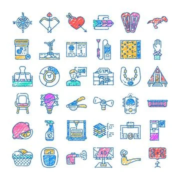 Diverse collection of hand drawn doodle icons set イラスト素材