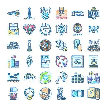 Diverse collection of hand drawn doodle icons イラスト素材