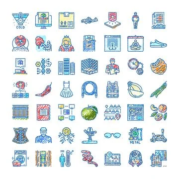 Diverse collection of hand drawn doodle icons Ilustración de archivo