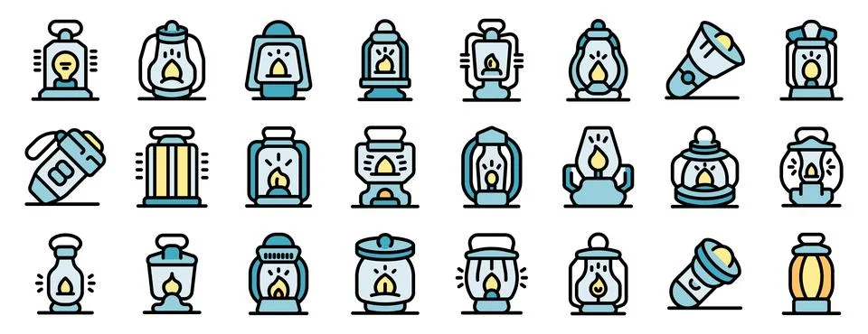 Diverse collection of hand drawn lantern icons Stock Illustration