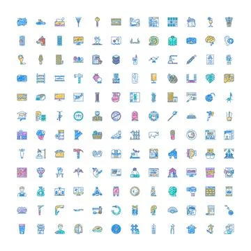 Diverse collection of hand drawn scribble line icons Illustrazione stock