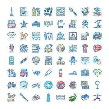 Diverse collection hand drawn scribble effect icons Stock Illustration