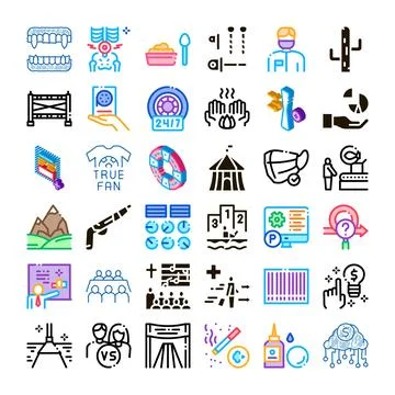 Diverse collection of icon designs encompassing various concepts Illustrazione stock