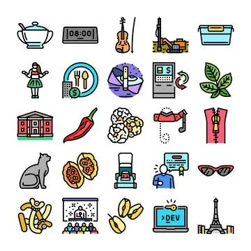 Diverse collection of icon line digital items Stock Illustration