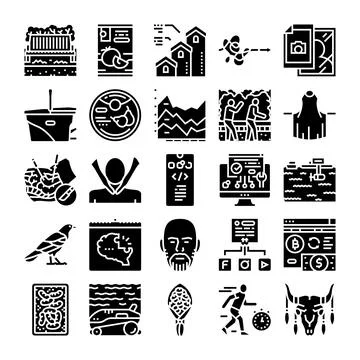 Diverse collection of iconography illustrations for various concepts イラスト素材