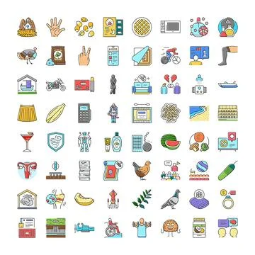 Diverse collection of icons for digital projects 库存插图