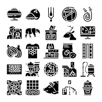 Diverse collection of icons representing various concepts Stock Illustration