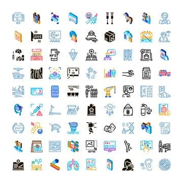 Diverse collection of isometric graphic design icons Stockillustratie