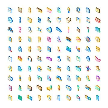 Diverse collection of isometric graphic design icons and symbols Stock Illustration
