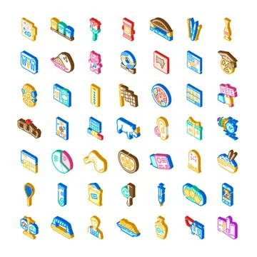 Diverse collection of isometric graphics and symbols Stock Illustration