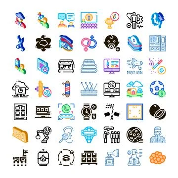 Diverse collection of isometric icon illustrations Stock Illustration