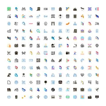 Diverse collection of isometric icon illustrations Illustrazione stock