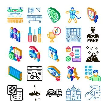 Diverse collection of isometric icon set concepts Illustrazione stock