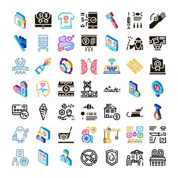 Diverse collection of isometric icon set concepts Stock Illustration
