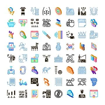 Diverse collection of isometric icon set concepts Ilustração Stock