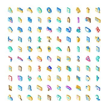 Diverse collection of isometric vector icons abstract symbols Illustrazione stock