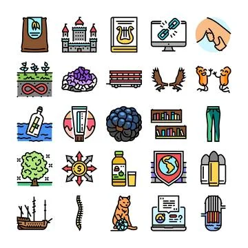 Diverse collection of items and conceptual objects Stock Illustration