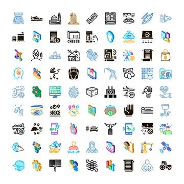 Diverse collection of line and flat icons 스톡 일러스트