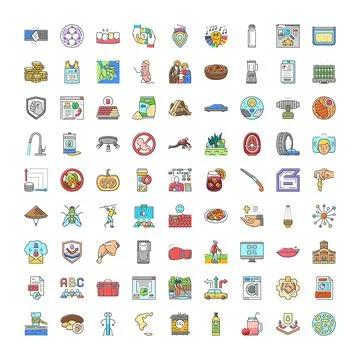 Diverse collection of line color vector icons Stock Illustration