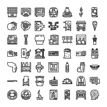 Diverse collection of line drawing user interface icons 스톡 일러스트