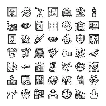 Diverse collection of line icon concepts set Stock Illustration