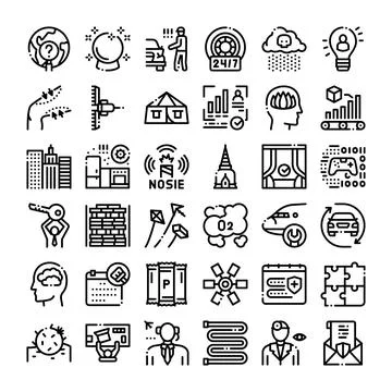 Diverse collection of line icons representing modern concepts Illustrazione stock