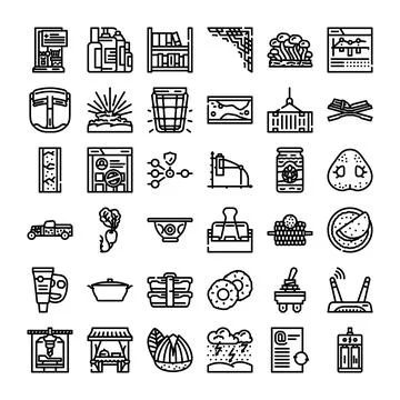 Diverse collection of line icons representing objects and concepts 库存插图