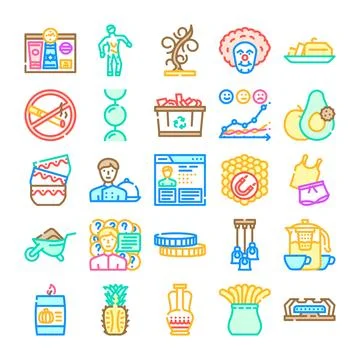 Diverse collection of line icons representing various concepts イラスト素材
