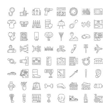 Diverse collection of line icons representing various objects イラスト素材