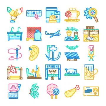 Diverse collection of line icons representing various concepts イラスト素材