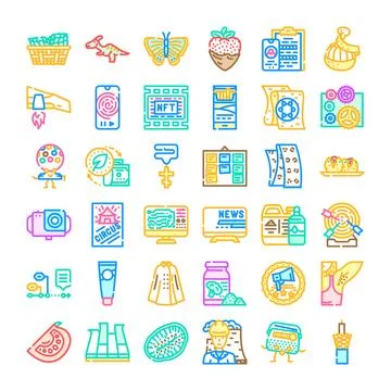 Diverse collection of line icons representing modern concepts Stockillustratie