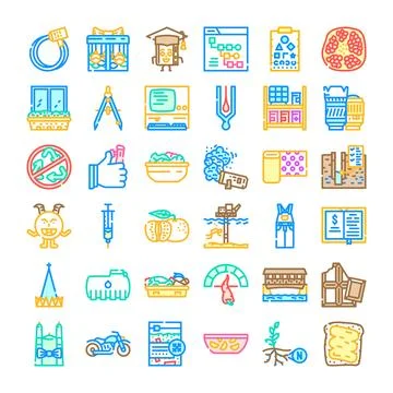 Diverse collection of line icons representing various objects and concepts Illustrazione stock