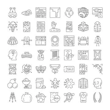 Diverse collection of line icons representing business and lifestyle イラスト素材