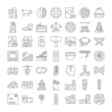 Diverse collection of line icons representing concepts 库存插图