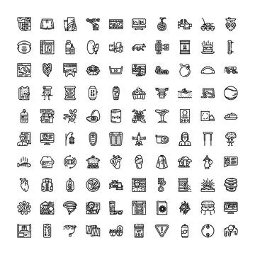 Diverse collection line icons representing modern concepts 스톡 일러스트