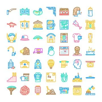 Diverse collection line icons representing various objects Stock Illustration