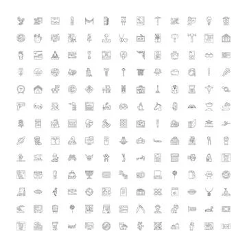 Diverse collection of line icons representing business and technology イラスト素材
