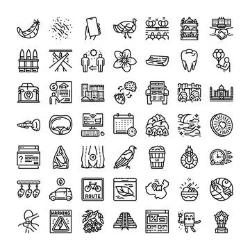 Diverse collection of line icons representing various concepts 库存插图
