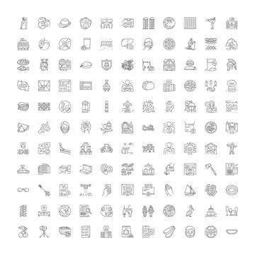 Diverse collection of line icons representing business technology and nature Stock Illustration