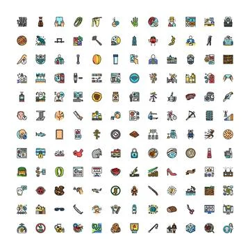 Diverse collection of line icons representing various concepts Illustrazione stock