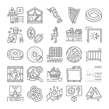 Diverse collection of line icons representing various concepts イラスト素材