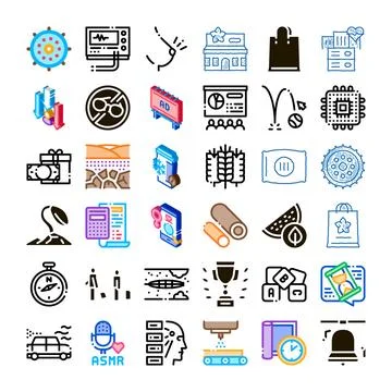 Diverse collection of line stroke icon designs Stock Illustration