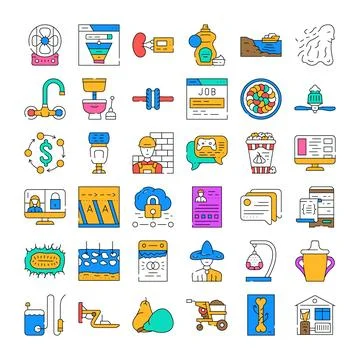 Diverse collection of line stroke icon set イラスト素材