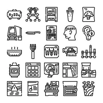 Diverse collection of line stroke icon signs Stock Illustration