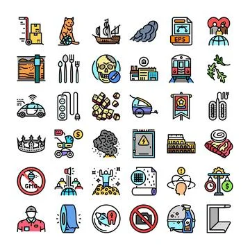 Diverse collection of line stroke icon set Stock Illustration